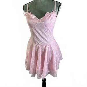 Pink Lace Corset Dress